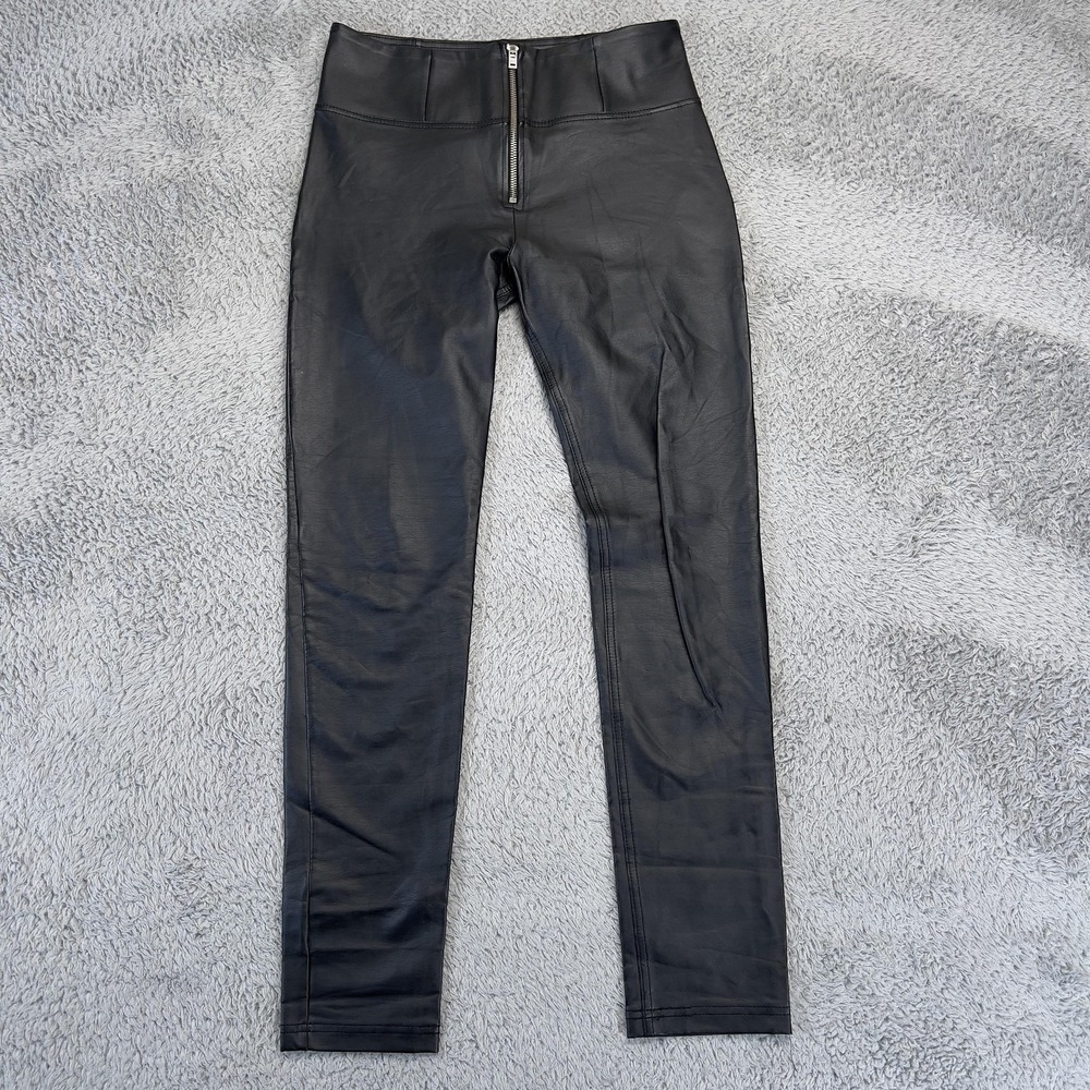 Freddy WRUP Pants Womens M Black High Rise Faux Leather Jegging Zip Stretch